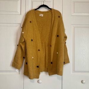 Bibi Mustard Yellow Polka Dot Cardigan